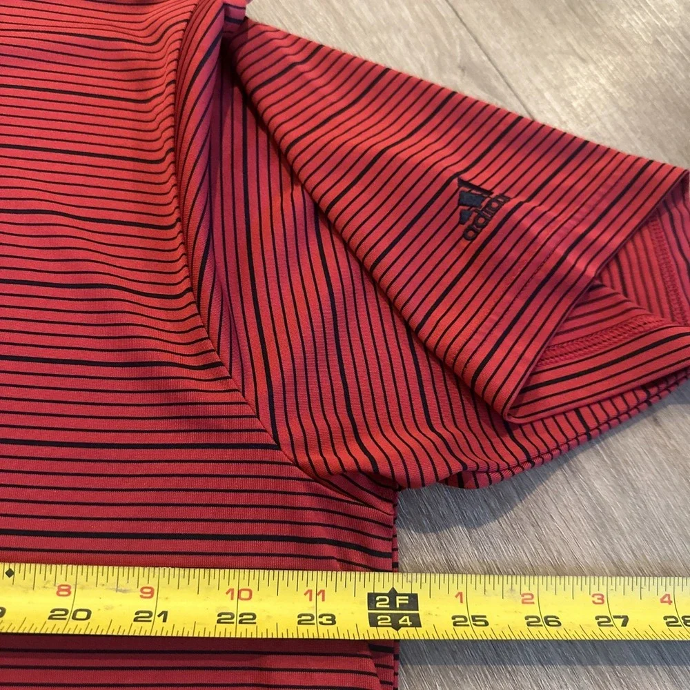 Adidas Climalite Men's Performance Golf Polo Shirt Red Striped Lrg Country Club
